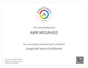 Google Ads Search Certification Amr Megahed